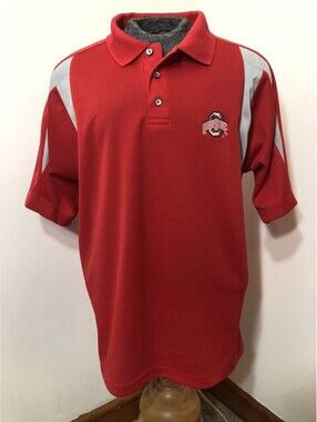 NCAA by KA Inc Mens Large Ohio State Buckeyes Red Polo Shirt Embroidered Logo